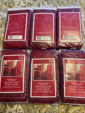 Essentials Stretch Dining Room Chair Covers — Deep Red